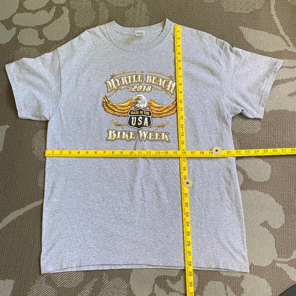 Myrtle Beach Bike Week 2018 Gray Bald Eagle Tee GILDEN Size Men's Large - Picture 6 of 7